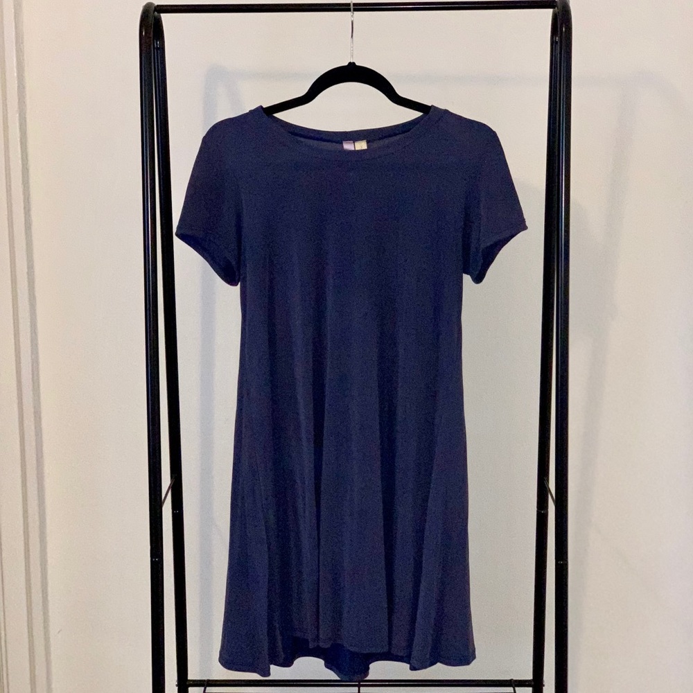 Navy Blue Flowy T-Shirt Dress